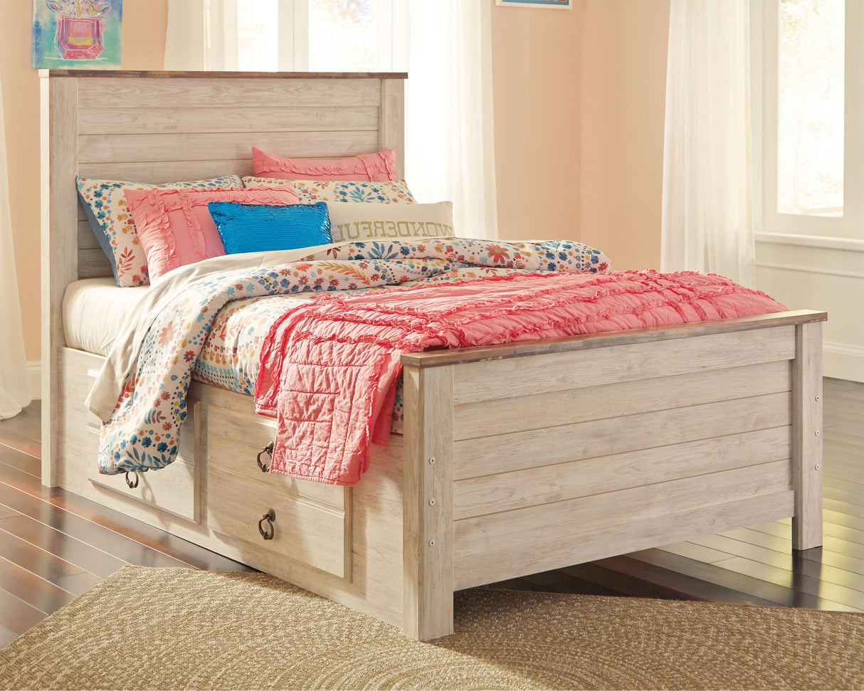 Willowton Whitewash Full Storage Platform Bed with 2 Drawers from Ashley Furniture - Luna Furniture