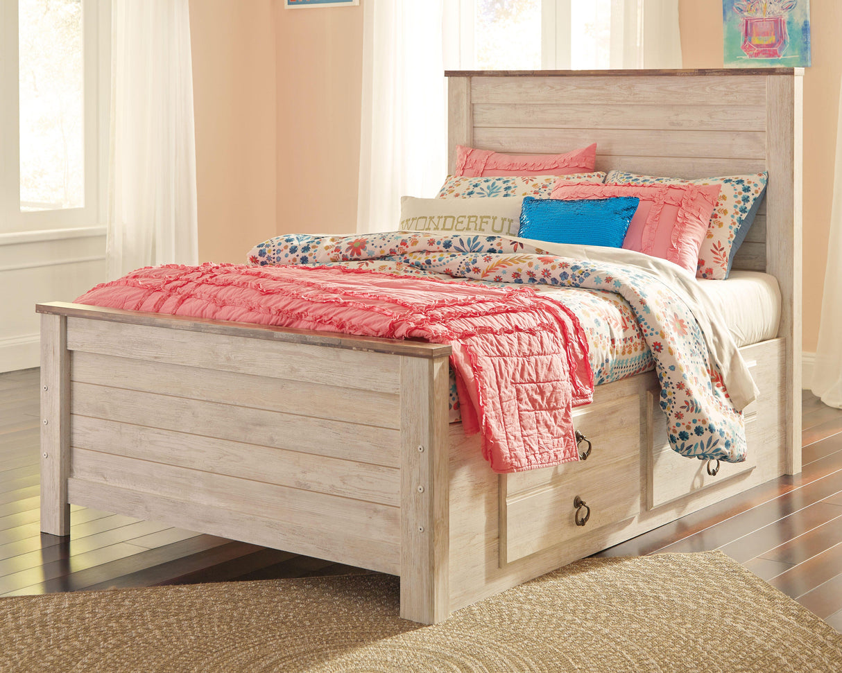 Willowton Whitewash Full Storage Platform Bed with 2 Drawers from Ashley Furniture - Luna Furniture