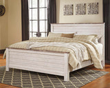 Willowton Whitewash California King Panel Bed from Ashley Furniture - Luna Furniture