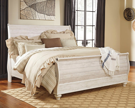 Willowton Whitewash King Sleigh Bed from Ashley - Luna Furniture