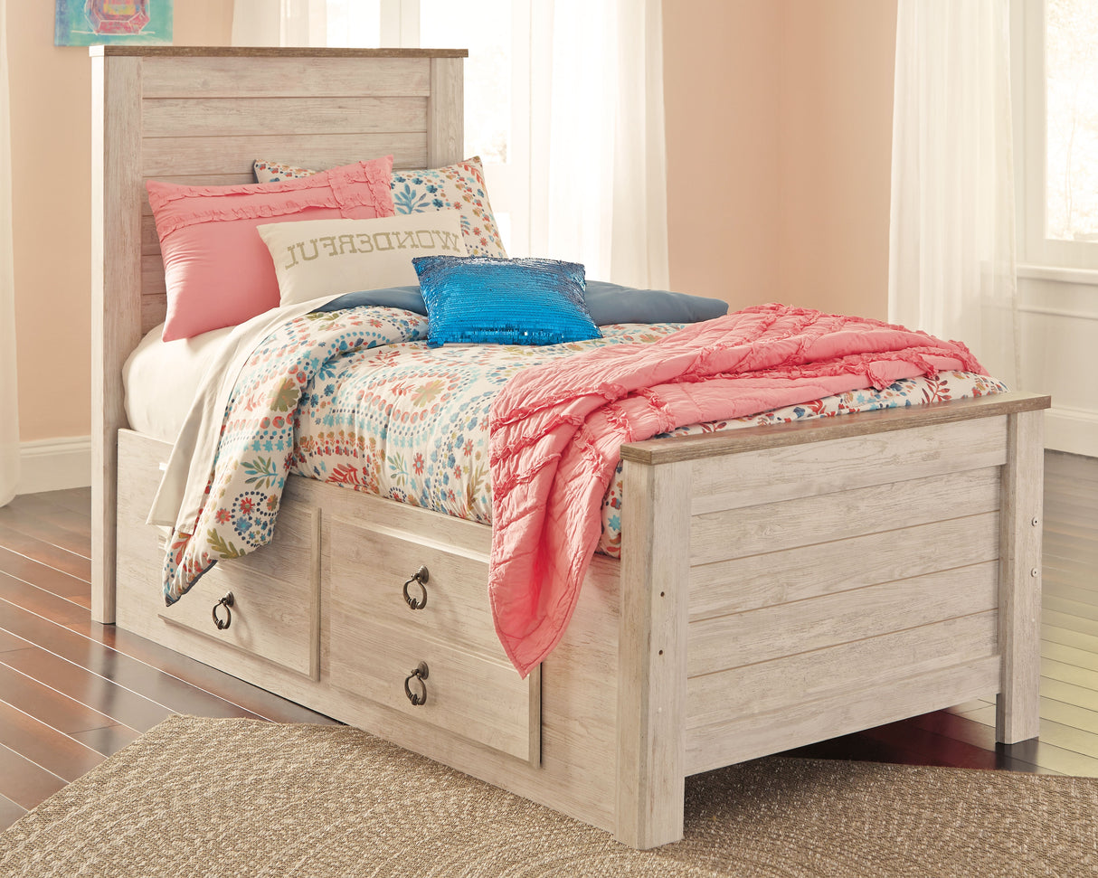 Willowton Whitewash Twin Storage Platform Bed with 2 Drawers from Ashley - Luna Furniture