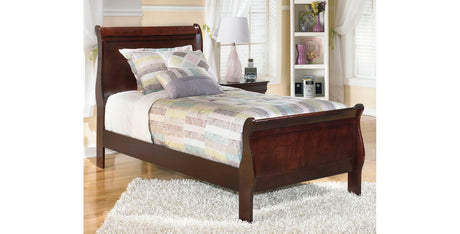 Alisdair Twin Sleigh Bed with Mattress in Reddish Brown from Ashley Furniture - Luna Furniture