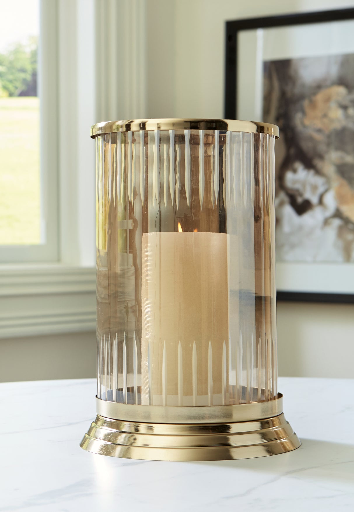 Aavinson Amber/Gold Finish Candle Holder from Ashley - Luna Furniture