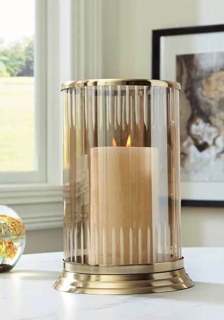 Aavinson Amber/Gold Finish Candle Holder from Ashley - Luna Furniture