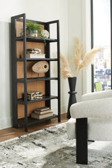 Abyard Black/Natural Bookcase from Ashley - Luna Furniture