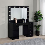 Acena Black High Gloss 7-Drawer Vanity Set with Lighting from Coaster - Luna Furniture