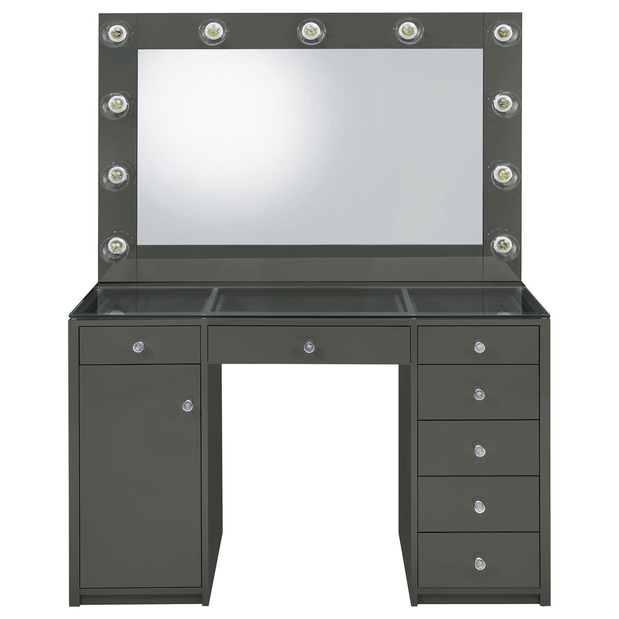 Acena Gray High Gloss 7-Drawer Vanity Set with Lighting from Coaster - Luna Furniture