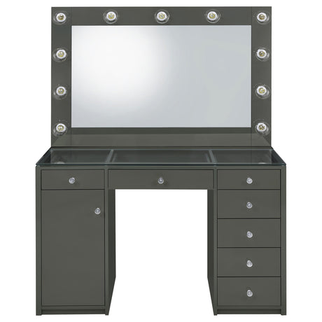 Acena Gray High Gloss 7-Drawer Vanity Set with Lighting from Coaster - Luna Furniture
