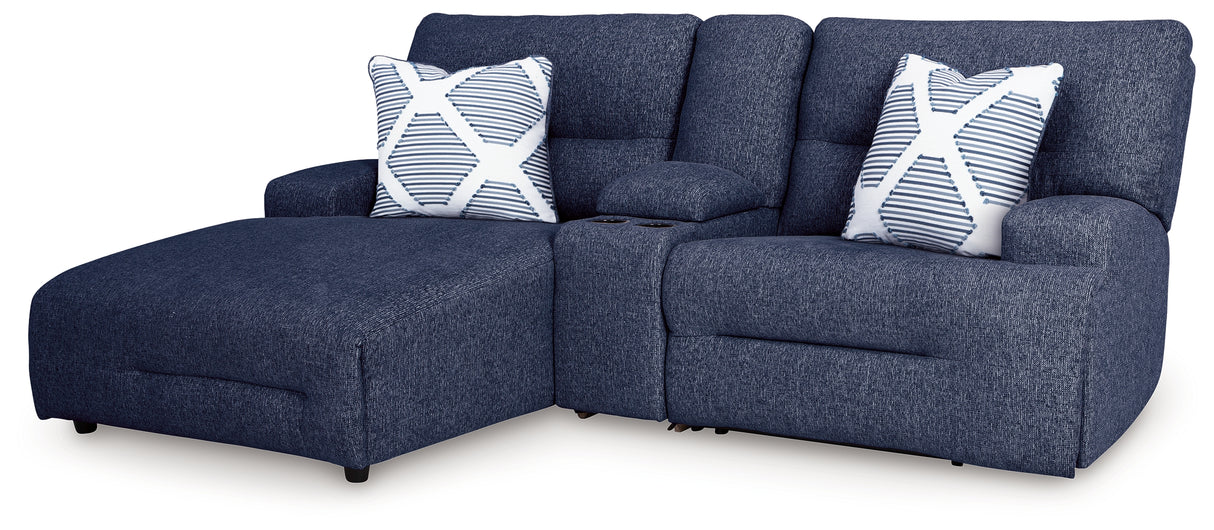 Acklen Place Navy 3-Piece LAF Chaise Power Reclining Sectional from Ashley - Luna Furniture