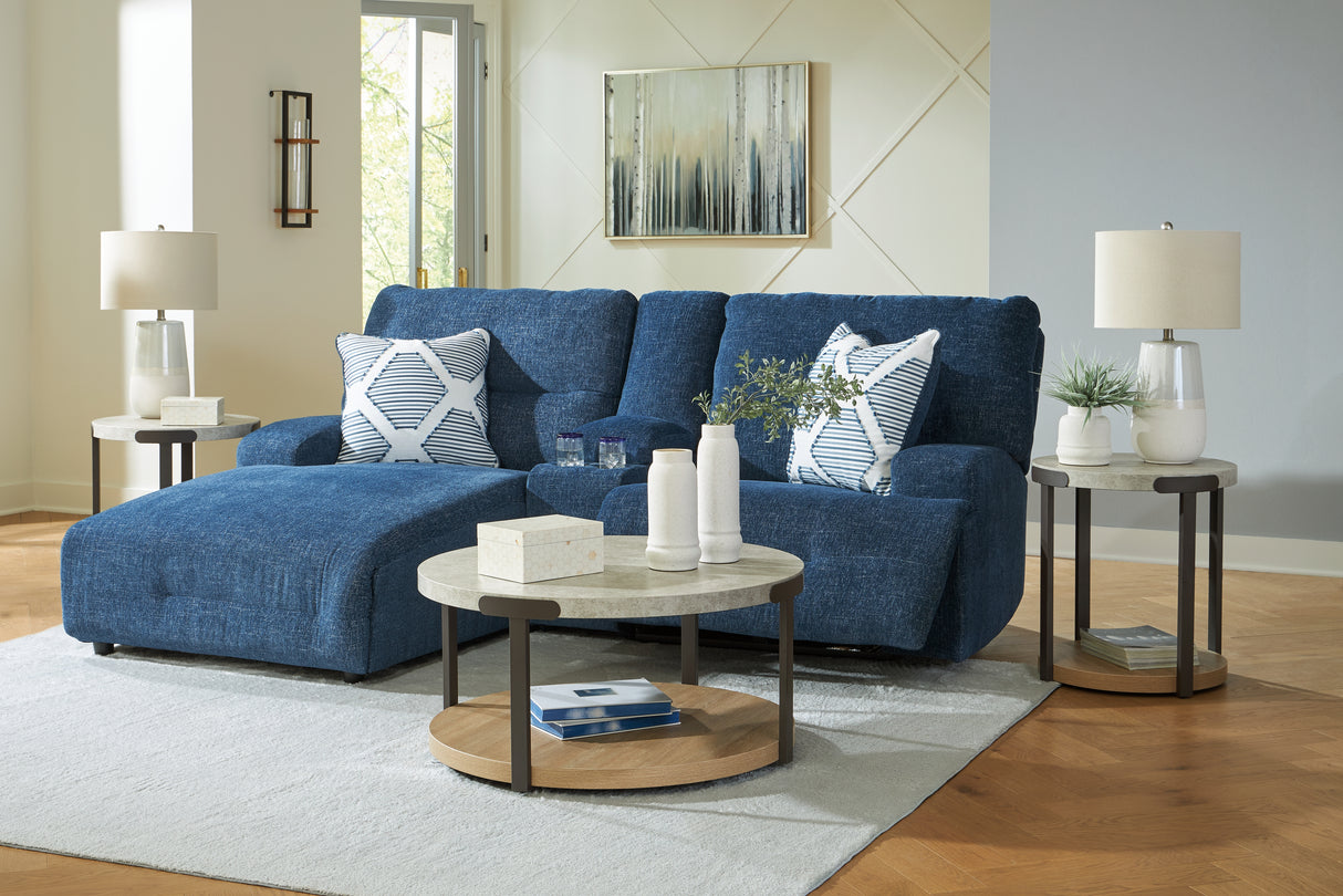 Acklen Place Navy 3-Piece LAF Chaise Power Reclining Sectional from Ashley - Luna Furniture