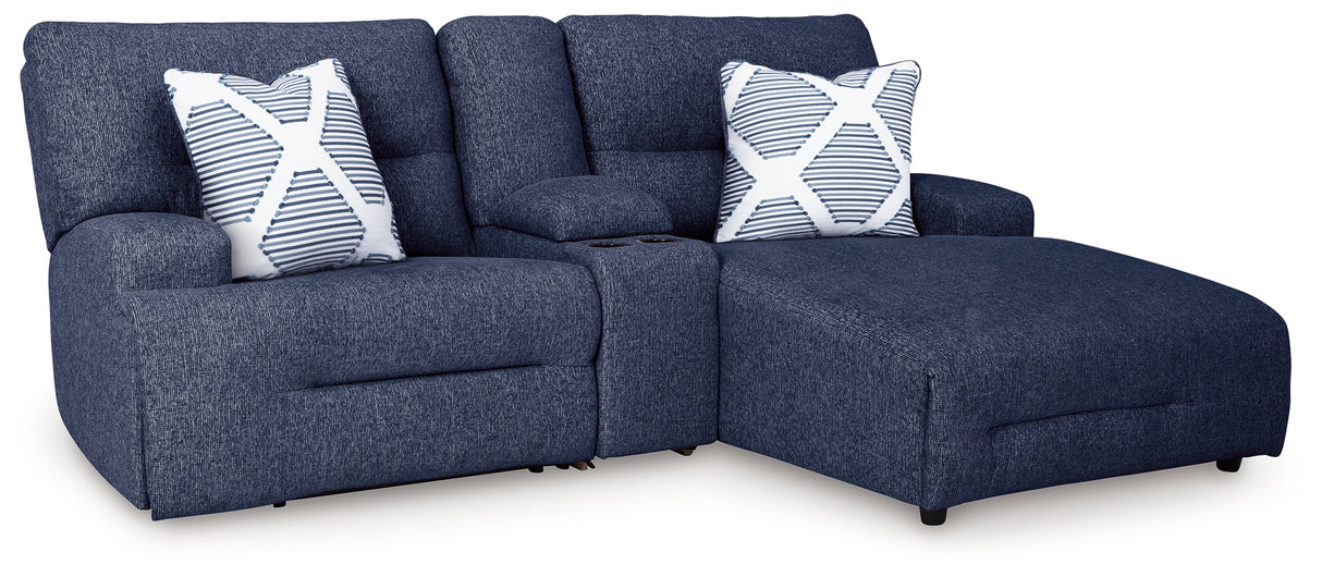 Acklen Place Navy 3-Piece RAF Chaise Power Reclining Sectional from Ashley - Luna Furniture