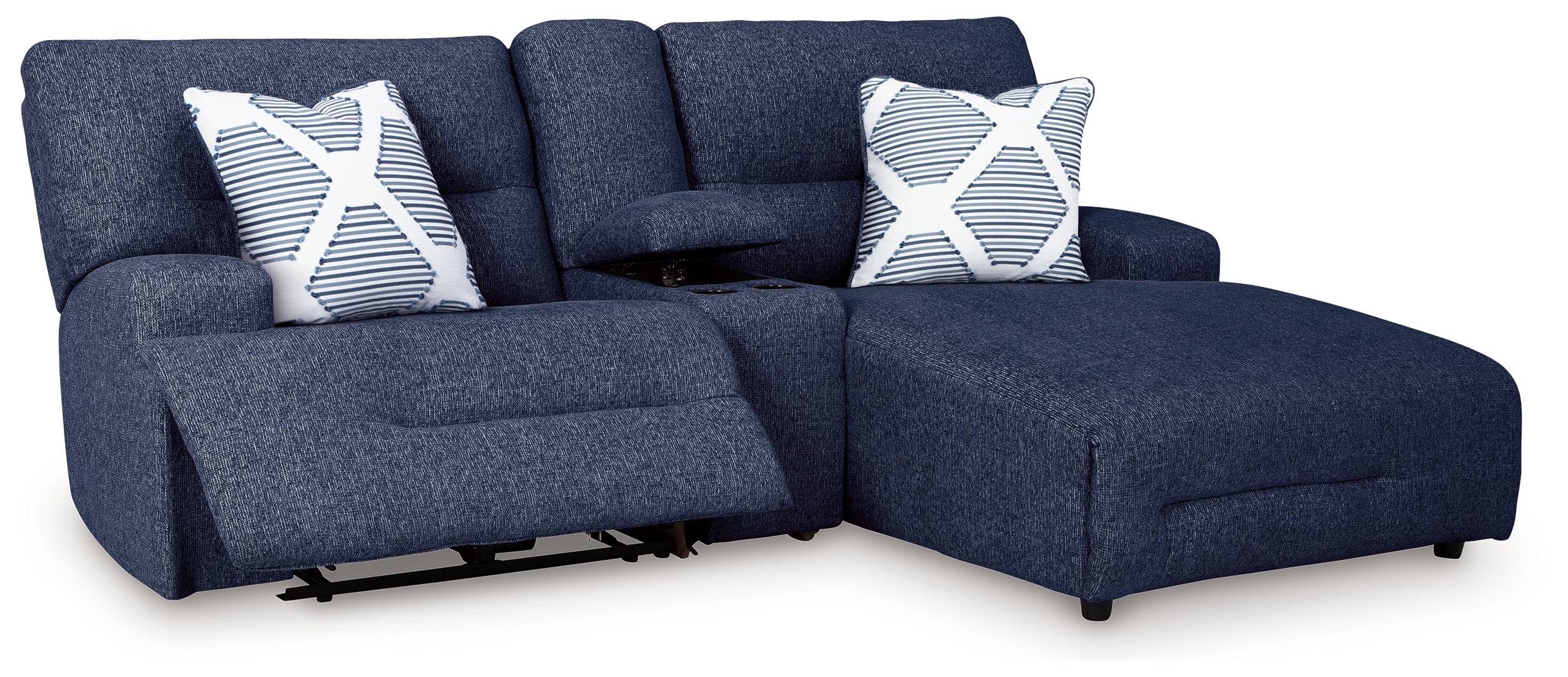 Ashley Acklen Place Navy 3-Piece RAF Chaise Power Reclining