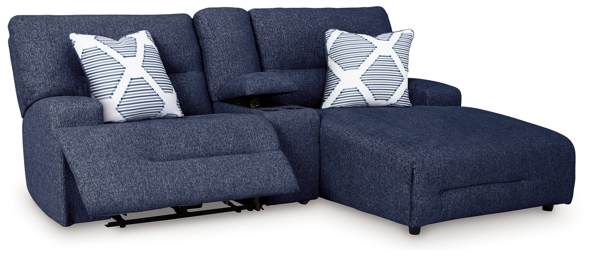 Acklen Place Navy 3-Piece RAF Chaise Power Reclining Sectional from Ashley - Luna Furniture