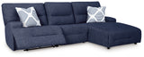 Acklen Place Navy 3-Piece RAF Chaise Power Reclining Sectional from Ashley - Luna Furniture