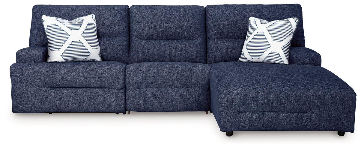 Acklen Place Navy 3-Piece RAF Chaise Power Reclining Sectional from Ashley - Luna Furniture
