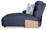 Acklen Place Navy Left-Arm Facing Power Press Back Chaise from Ashley - Luna Furniture