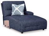 Acklen Place Navy Right-Arm Facing Power Press Back Chaise from Ashley - Luna Furniture
