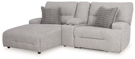 Acklen Place Pewter 3-Piece LAF Chaise Power Reclining Sectional from Ashley - Luna Furniture