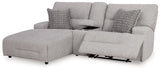Acklen Place Pewter 3-Piece LAF Chaise Power Reclining Sectional from Ashley - Luna Furniture
