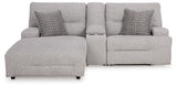 Acklen Place Pewter 3-Piece LAF Chaise Power Reclining Sectional from Ashley - Luna Furniture