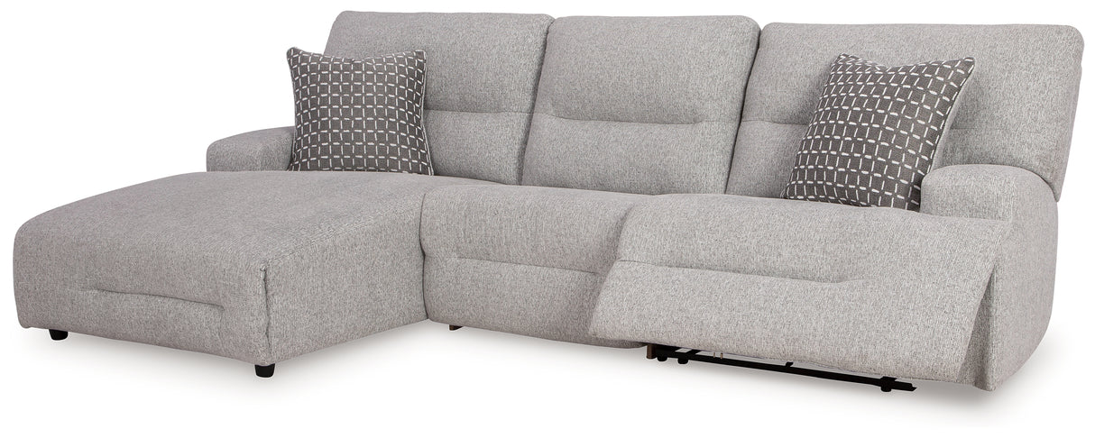 Acklen Place Pewter 3-Piece LAF Chaise Power Reclining Sectional from Ashley - Luna Furniture