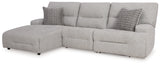 Acklen Place Pewter 3-Piece LAF Chaise Power Reclining Sectional from Ashley - Luna Furniture