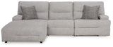 Acklen Place Pewter 3-Piece LAF Chaise Power Reclining Sectional from Ashley - Luna Furniture