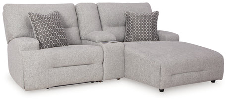 Acklen Place Pewter 3-Piece RAF Chaise Power Reclining Sectional from Ashley - Luna Furniture
