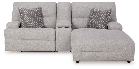 Acklen Place Pewter 3-Piece RAF Chaise Power Reclining Sectional from Ashley - Luna Furniture