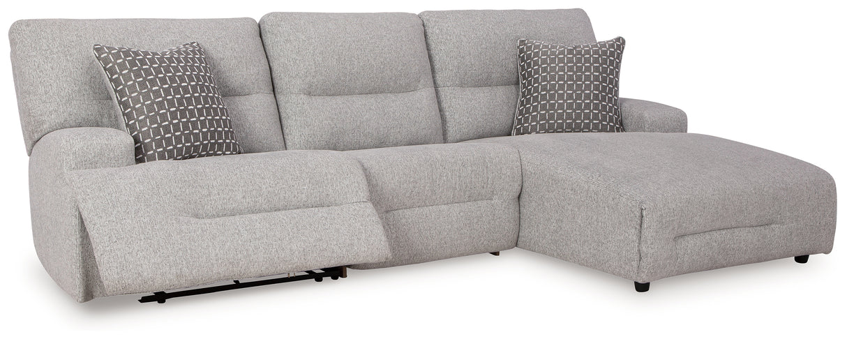 Acklen Place Pewter 3-Piece RAF Chaise Power Reclining Sectional from Ashley - Luna Furniture