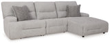 Acklen Place Pewter 3-Piece RAF Chaise Power Reclining Sectional from Ashley - Luna Furniture