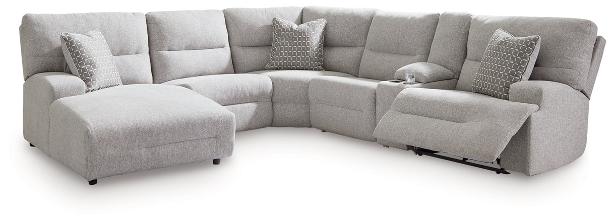 Acklen Place Pewter 6-Piece LAF Chaise Power Reclining Sectional from Ashley - Luna Furniture