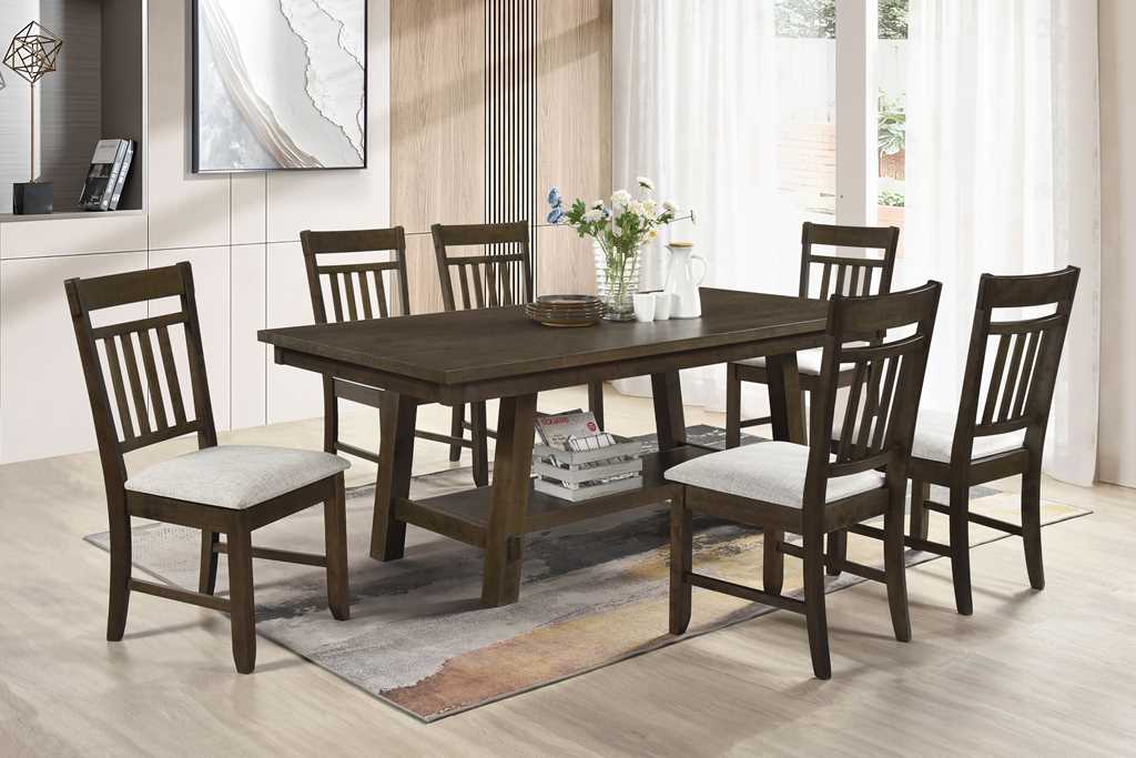Acorn Espresso 7-Piece Dining Room Set (Dining Table & 6 Chairs) from Happy Homes - Luna Furniture