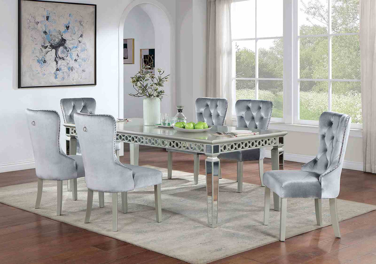 Adalia Silver/Dark Gray 7-Piece Dining Room Set from Furniture of America - Luna Furniture