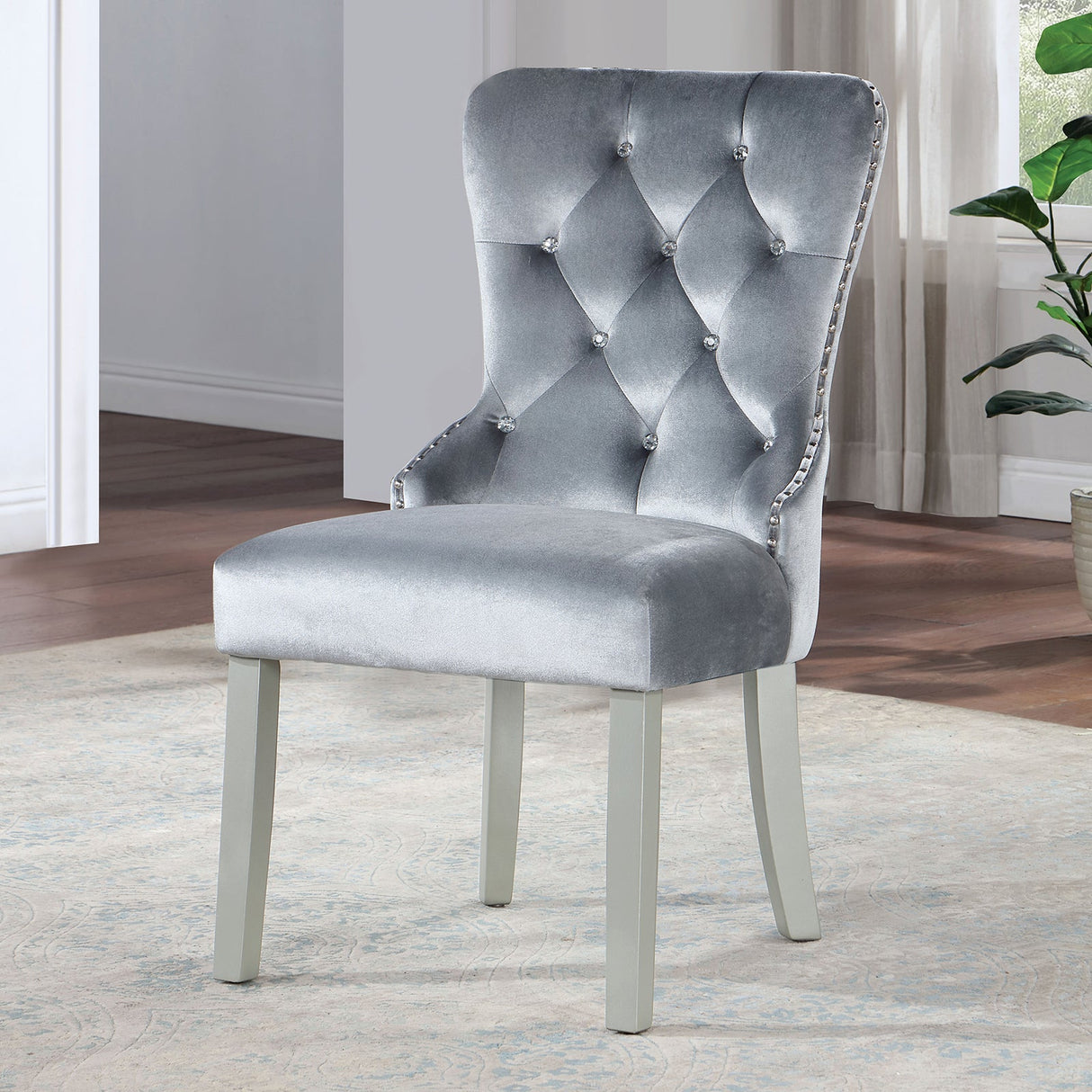 Adalia Silver/Dark Gray Chair from Furniture of America - Luna Furniture
