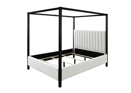 Adalyn Black/White Boucle King Canopy Bed from Crown Mark - Luna Furniture