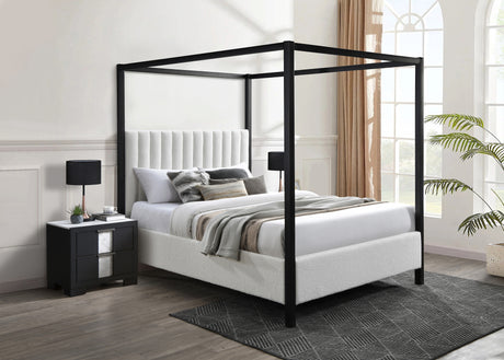 Adalyn Black/White Boucle King Canopy Bed from Crown Mark - Luna Furniture