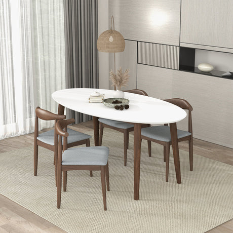 Ada Mid Century Modern Style Solid Wood Walnut Oval Dining Table from Ashcroft Furniture - Luna Furniture