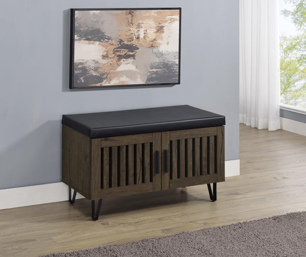 Addie Smoked Oak 2-Door Padded Entryway Shoe Storage