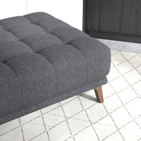 Kano Dark Gray Linen Square Upholstered Ottoman from Ashcroft Furniture - Luna Furniture