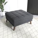 Kano Dark Gray Linen Square Upholstered Ottoman from Ashcroft Furniture - Luna Furniture
