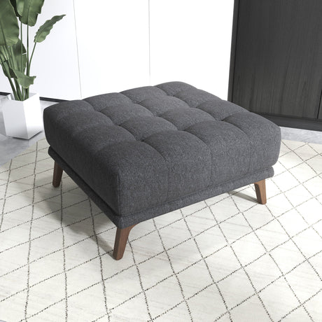 Kano Dark Gray Linen Square Upholstered Ottoman from Ashcroft Furniture - Luna Furniture