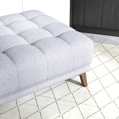Kano Light Gray Linen Square Upholstered Ottoman from Ashcroft Furniture - Luna Furniture