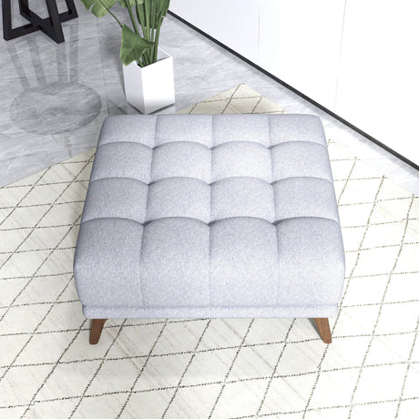 Kano Light Gray Linen Square Upholstered Ottoman from Ashcroft Furniture - Luna Furniture