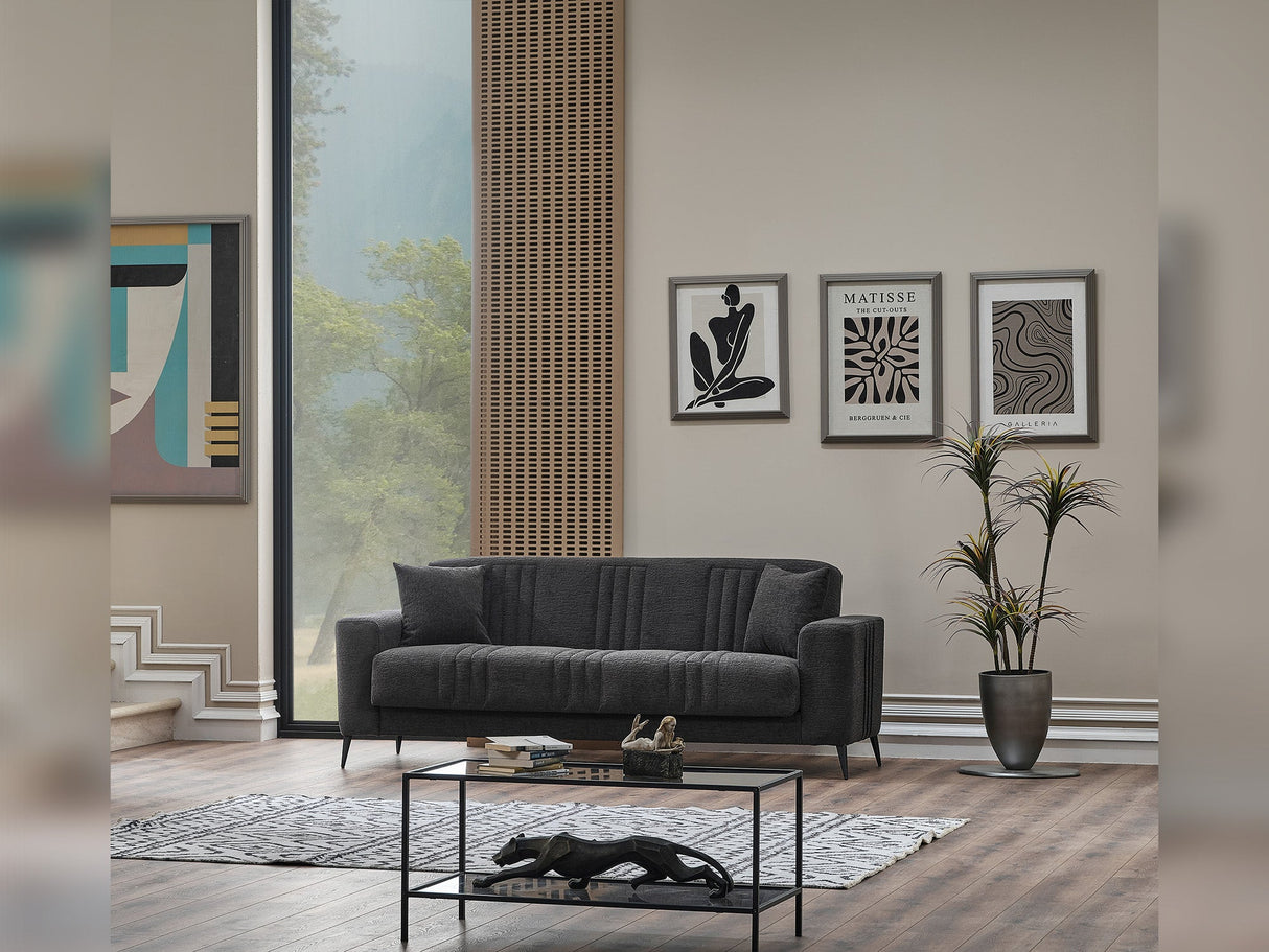 Adela 3-pieces (Sofa & Loveseat & Chair) Livingroom Set in Anthracite from Furnia - Luna Furniture