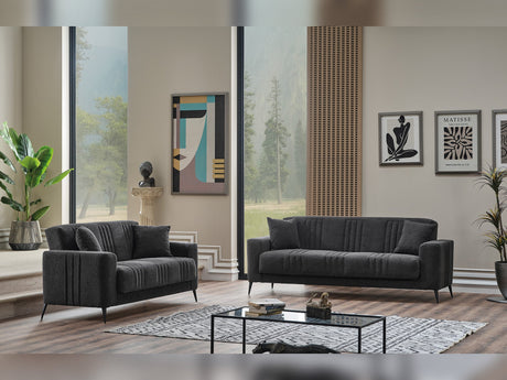 Adela 3-pieces (Sofa & Loveseat & Chair) Livingroom Set in Anthracite from Furnia - Luna Furniture