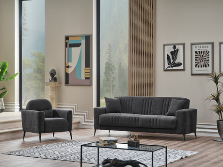 Adela 3-pieces (Sofa & Loveseat & Chair) Livingroom Set in Anthracite from Furnia - Luna Furniture