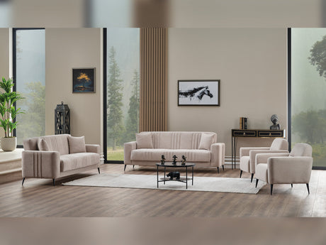 Adela 3-pieces (Sofa & Loveseat & Chair) Livingroom Set in Cream from Furnia - Luna Furniture