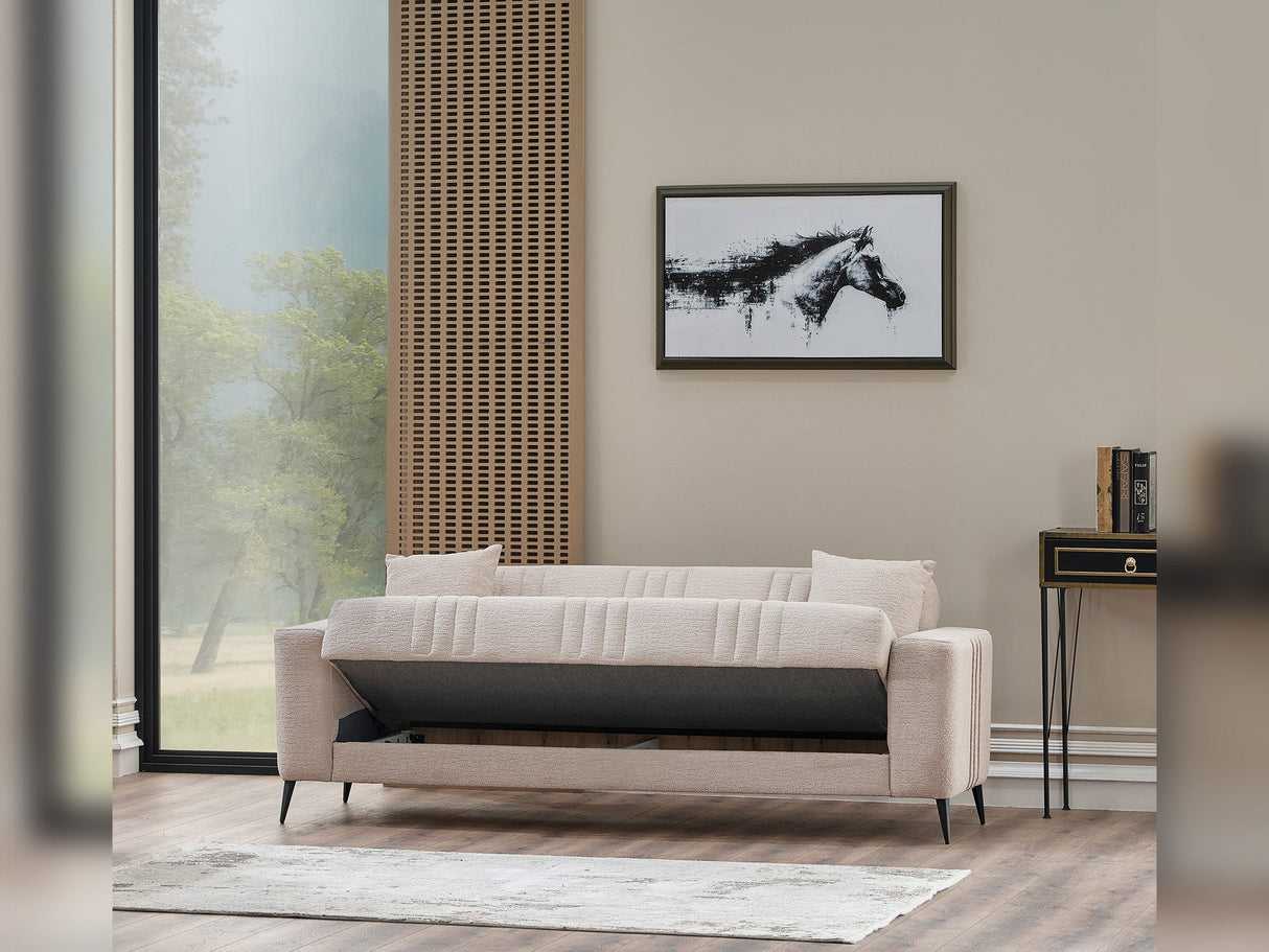 Adela Convertible Sofa in Cream from Furnia - Luna Furniture