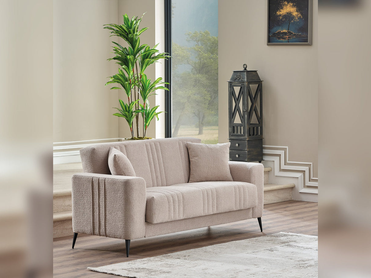 Adela 3-pieces (Sofa & Loveseat & Chair) Livingroom Set in Cream from Furnia - Luna Furniture